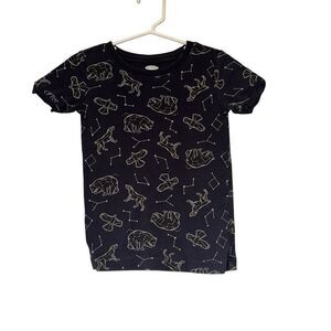 Black Constellation Space Print Short Sleeve T-Shirt